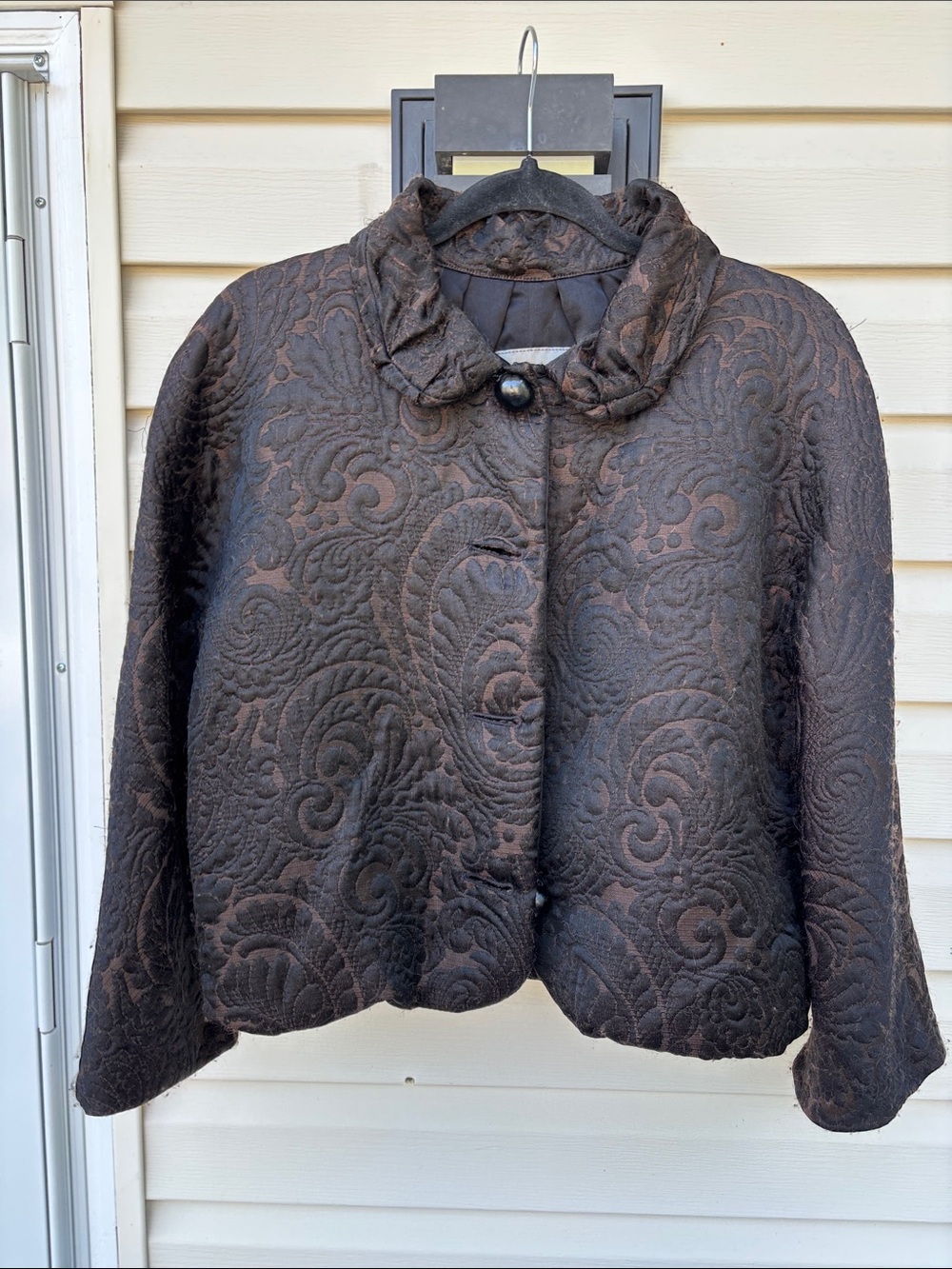 Lanvin Fall 2006 Brown Brocade Crop Jacket-8